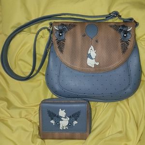 Loungefly Winnie the Pooh Herringbone Crossbody Bag/Wallet Set